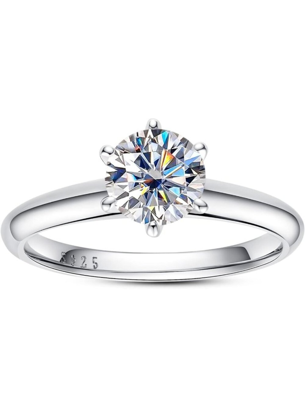 Stunning Moissanite Solitaire Ring, Round Brilliant Cut, Gold Plated 925 Silver